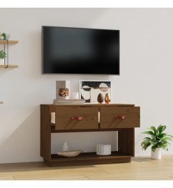 Meuble TV Marron miel 90x40x60 cm Bois de pin massif