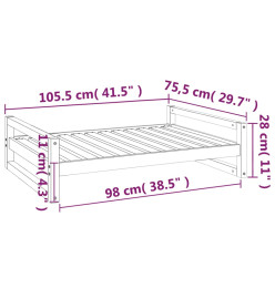 Lit pour chien Blanc 105,5x75,5x28 cm Bois de pin solide