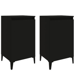 Tables de chevet 2 pcs noir 40x35x70 cm bois d'ingénierie