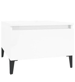 Table d'appoint Blanc brillant 50x46x35 cm Bois d'ingénierie