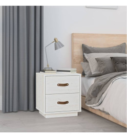 Table de chevet Blanc 40x34x45 cm Bois de pin massif