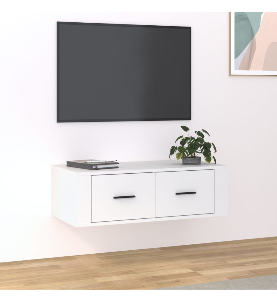 Meuble TV suspendu Blanc 80x36x25 cm Bois d'ingénierie