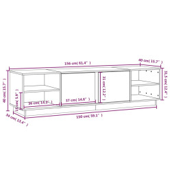 Meuble TV Gris 156x40x40 cm Bois de pin massif