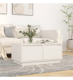 Table basse Blanc 80x50x35 cm Bois massif de pin