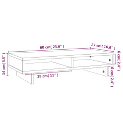 Support de moniteur Marron miel 60x27x14 cm Bois de pin solide