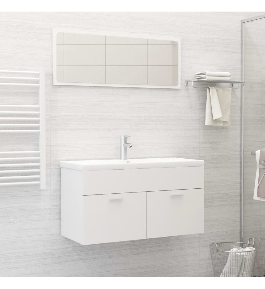 Ensemble de meubles de salle de bain 2 pcs Blanc Aggloméré