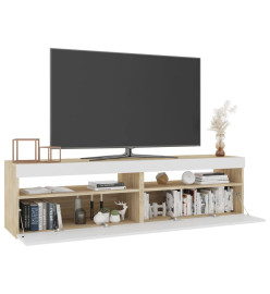 Meubles TV 2 pcs lumières LED Blanc et chêne sonoma 75x35x40 cm