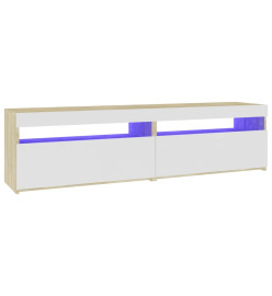 Meubles TV 2 pcs lumières LED Blanc et chêne sonoma 75x35x40 cm