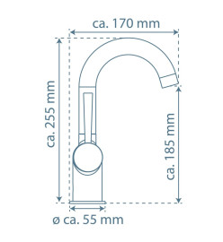 SCHÜTTE Mitigeur de lavabo CORNWALL avec poignée latérale noir mat