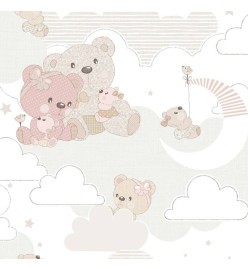 Noordwand Papier peint Mondo baby Hug Bears Rose et beige