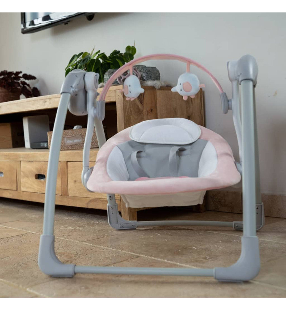 Bo Jungle Transat pour bébé portable Dolphy Gris et rose