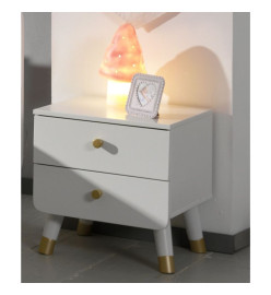 Vipack Table de chevet à 2 tiroirs Billy Bois Blanc satiné