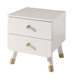 Vipack Table de chevet à 2 tiroirs Billy Bois Blanc satiné