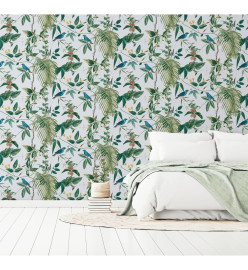 DUTCH WALLCOVERINGS Papier peint Exotic Garden Bleu et vert