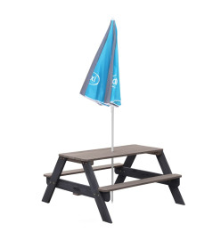 AXI Table de pique-nique pour enfants Nick et parasol Marron et gris