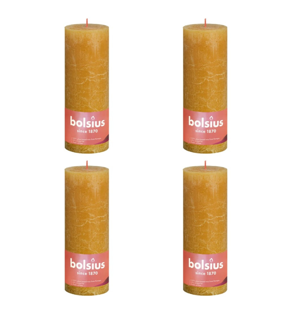 Bolsius Bougies pilier rustiques 4 pcs 190x68 mm Jaune nid d'abeilles