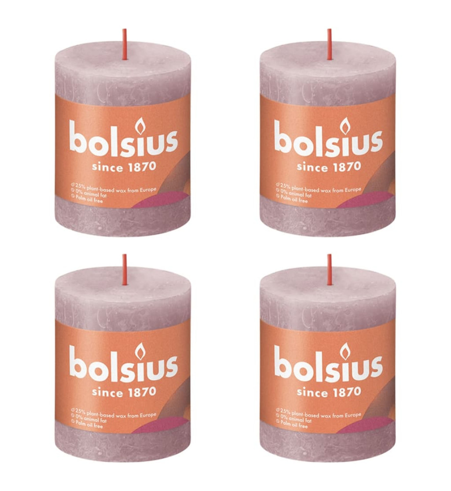 Bolsius Bougies pilier rustiques Shine 4 pcs 80x68 mm Rose cendre