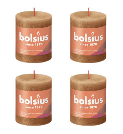 Bolsius Bougies pilier rustiques Shine 4 pcs 80x68 mm Marron épice