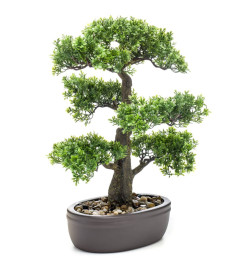 Emerald Mini bonsaï Ficus artificiel sur plaque marronne 43 cm