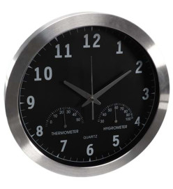 Perel Horloge murale 35,5 cm Noir et argenté