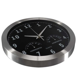 Perel Horloge murale 35,5 cm Noir et argenté