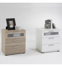 FMD Table de chevet avec 3 tiroirs Blanc