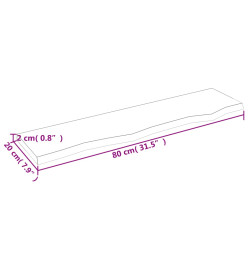 Étagère murale gris foncé 80x20x2 cm bois chêne massif traité