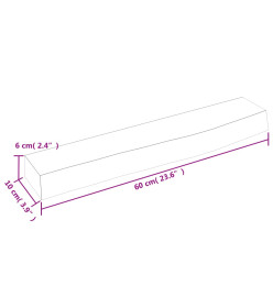 Étagère murale marron clair 60x10x6 cm bois chêne massif traité