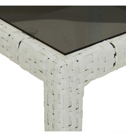 Table de jardin blanc 250x100x75 cm résine tressée verre trempé