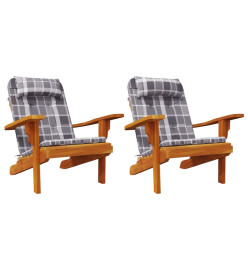 Coussins de chaise adirondack lot de 2 carreaux gris