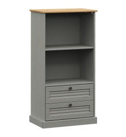 Bibliothèque VIGO gris 60x35x114,5 cm bois massif de pin