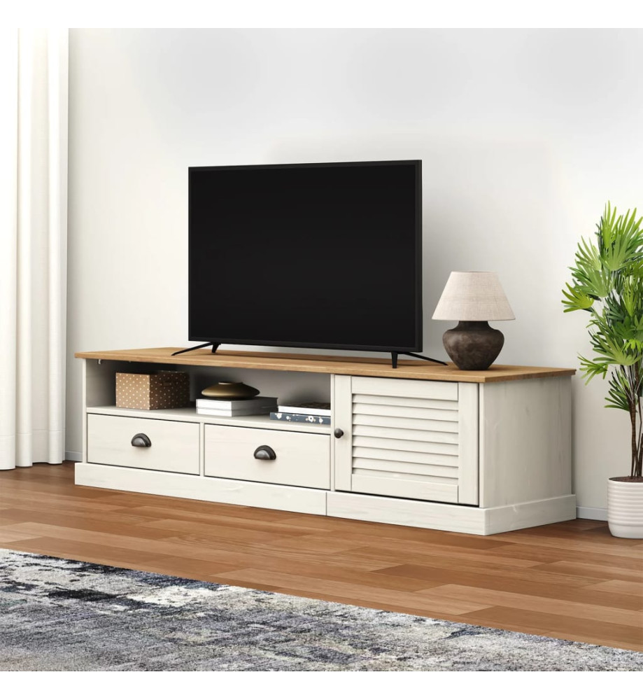 Meuble TV VIGO blanc 156x40x40 cm bois massif de pin