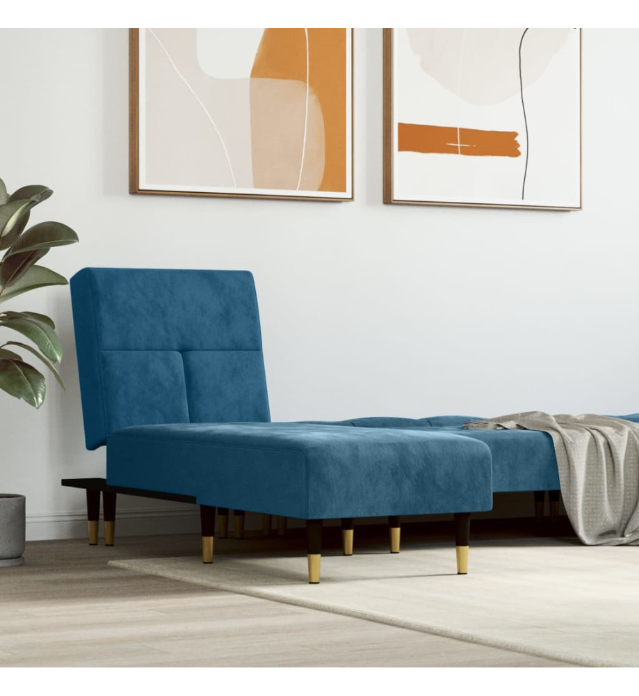 Chaise longue bleu velours