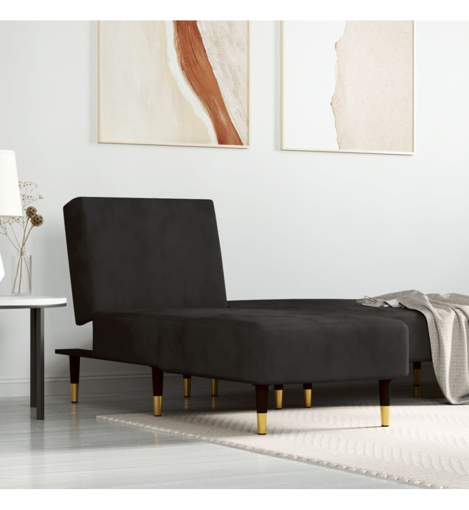 Chaise longue noir velours