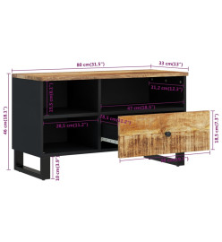 Meuble TV 80x33x46 cm bois de manguier et d'ingénierie