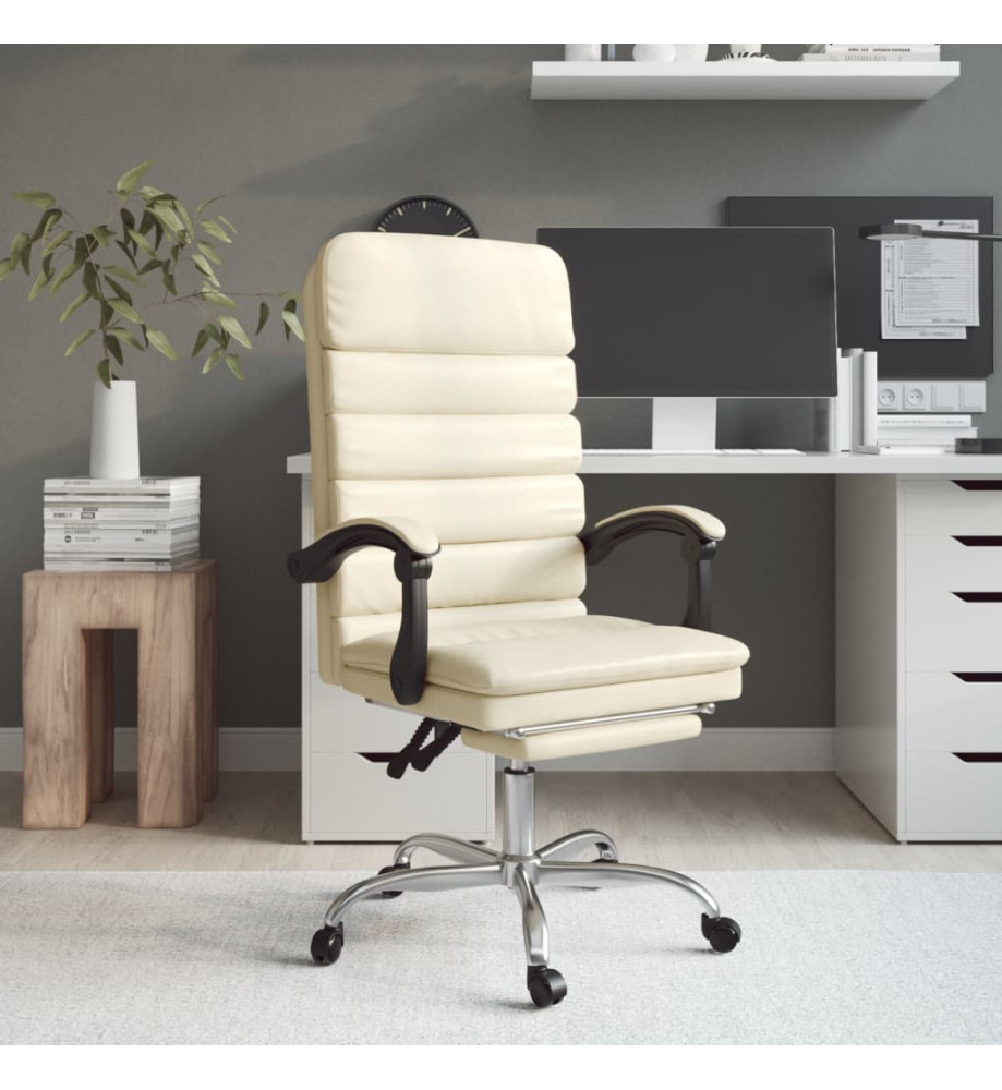 Fauteuil de massage inclinable de bureau Crème Similicuir