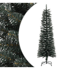 Sapin de Noël artificiel mince avec support Vert 150 cm PVC