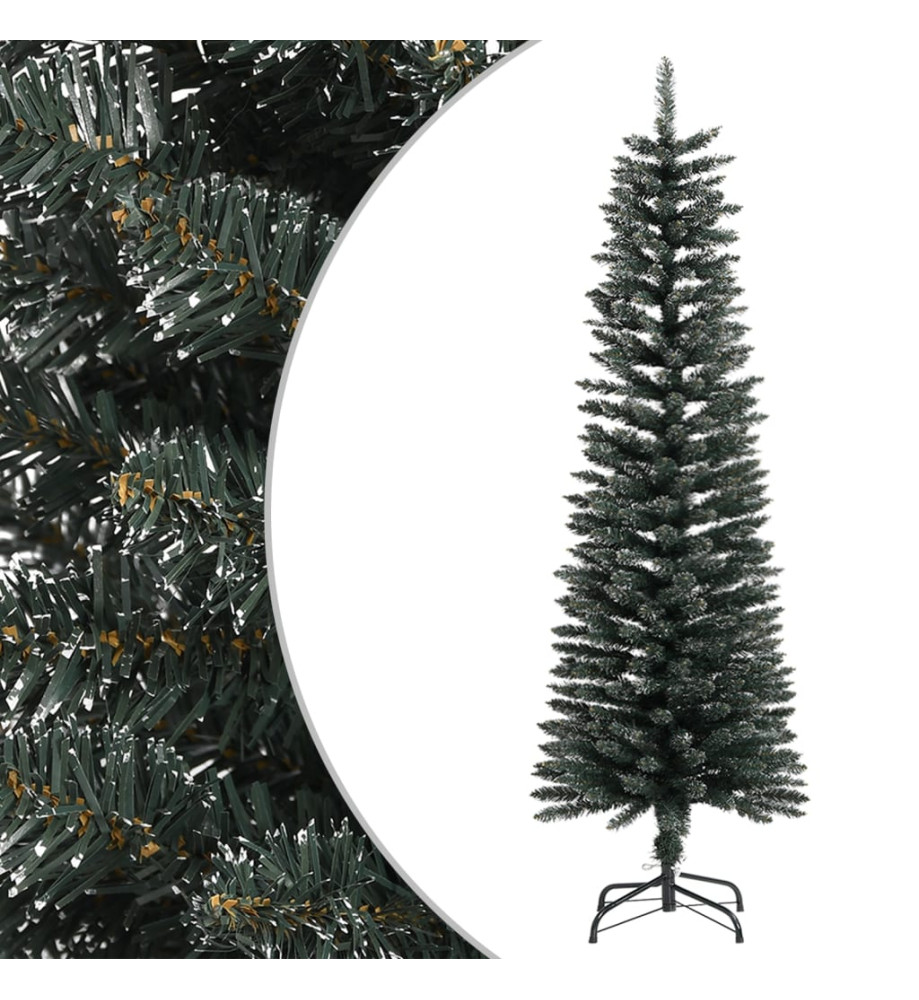 Sapin de Noël artificiel mince avec support Vert 150 cm PVC