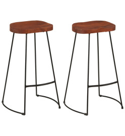 Tabourets de bar Gavin lot de 2 50x40x78cm bois massif manguier