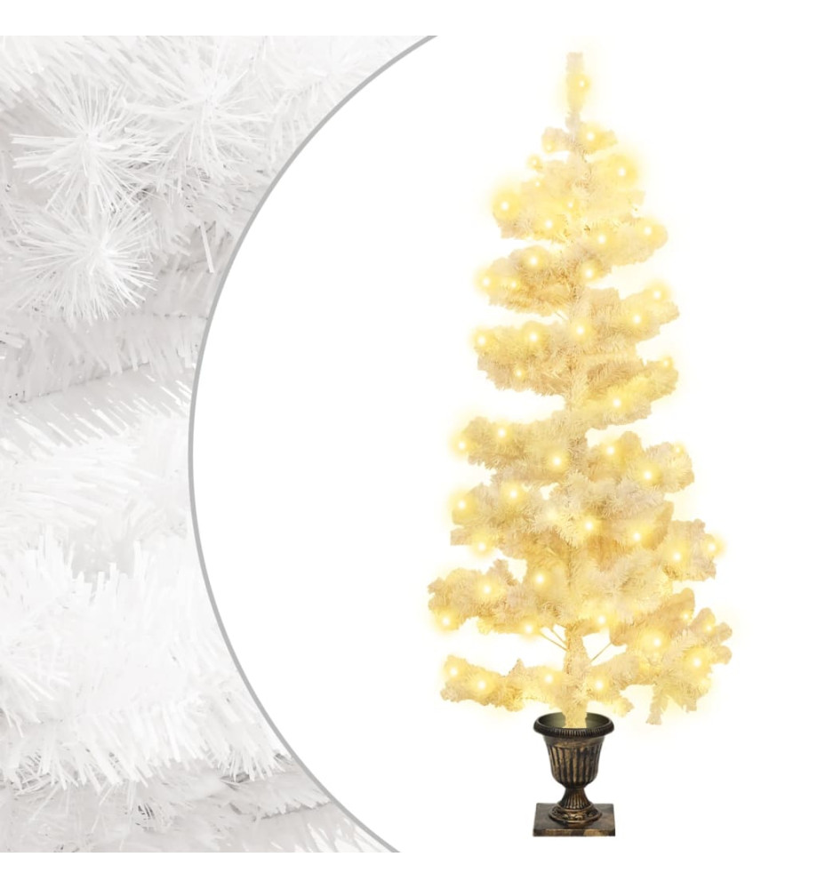 Arbre de Noël hélicoïdal pré-éclairé avec pot blanc 120 cm PVC