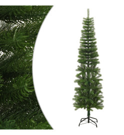 Sapin de Noël artificiel mince avec support 210 cm PE