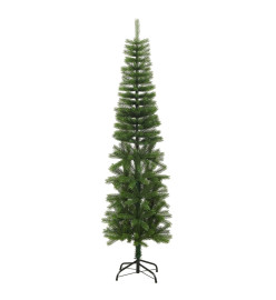 Sapin de Noël artificiel mince avec support 210 cm PE