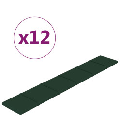 Panneaux muraux 12 pcs Vert foncé 90x15 cm Tissu 1,62 m²