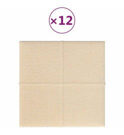 Panneaux muraux 12 pcs Crème 30x30 cm Tissu 1,08 m²