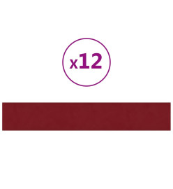 Panneaux muraux 12 pcs Rouge bordeaux 90x15 cm Velours 1,62 m²