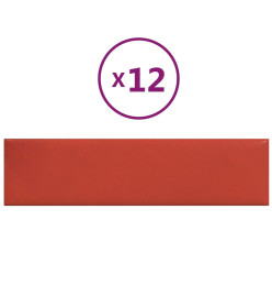 Panneaux muraux 12 pcs Rouge 60x15 cm Similicuir 1,08 m²