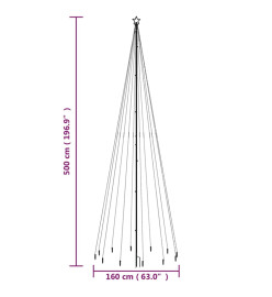 Sapin de Noël avec piquet Blanc froid 732 LED 500 cm