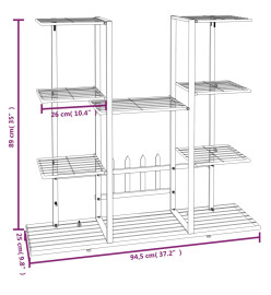 Support à plantes 94,5x25x89 cm Noir Fer