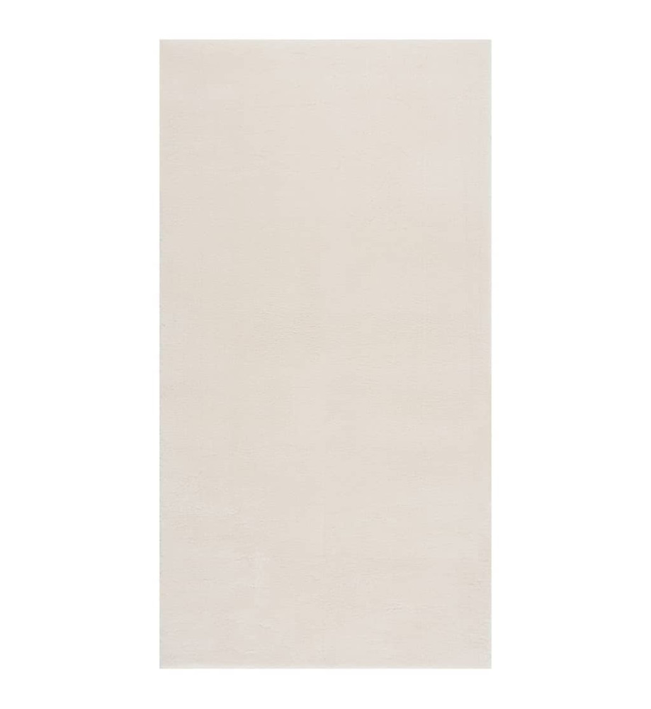 Tapis shaggy doux lavable 80x150 cm Antidérapant Crème