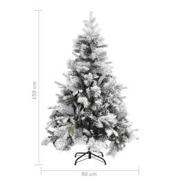 Sapin de Noël à flocons de neige et pommes de pin 150 cm PVC/PE